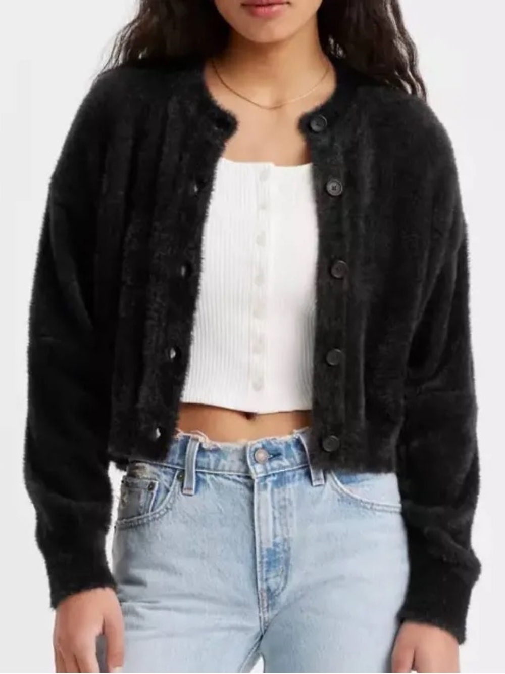 Levi’s cropped fuzzy cardigan
